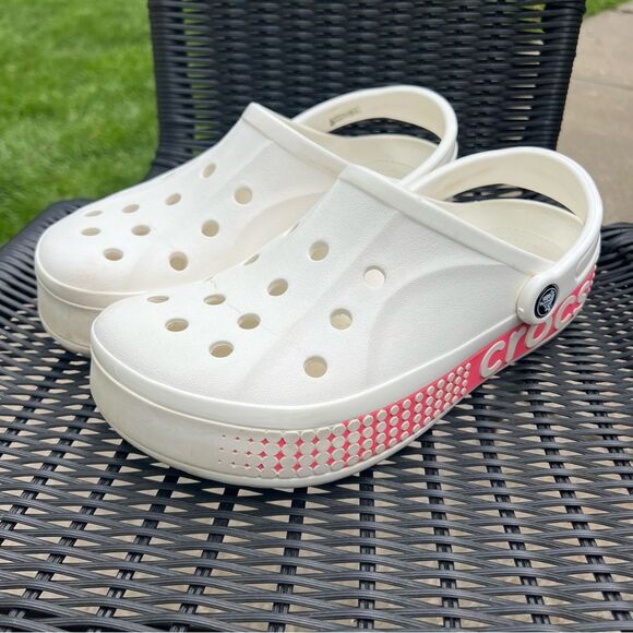 Crocs Adults Bayaband Logo White & Pink Women’s 10 // Men’s 8 - Picture 13 of 16